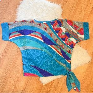 La Chemise Vintage 80s Geometric Patterned Blouse